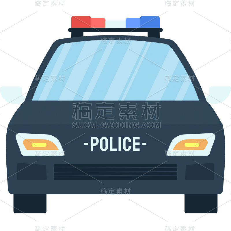 手绘-警车扁平贴纸4