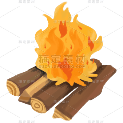手绘几何野营篝火元素