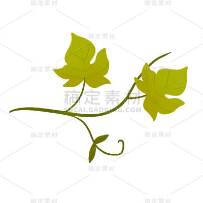 手绘风-植物贴纸-南瓜叶
