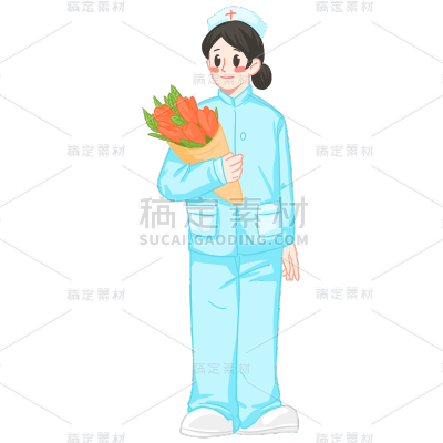 手绘-护士职业形象人物插画9