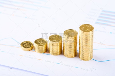 促销系列实景感堆叠上升金币