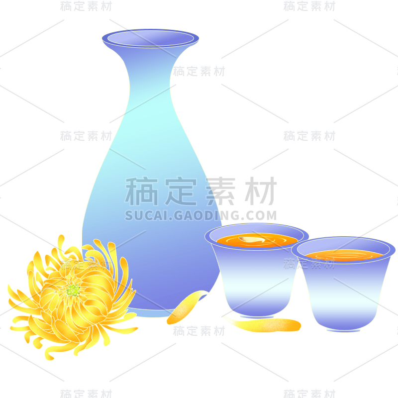 重阳节手绘插画-酒