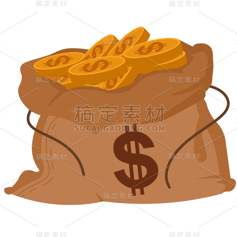 手绘-钱袋金融理财元素贴纸4
