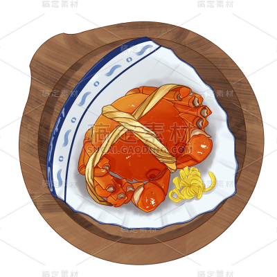 手绘-重阳节螃蟹美食元素贴纸5