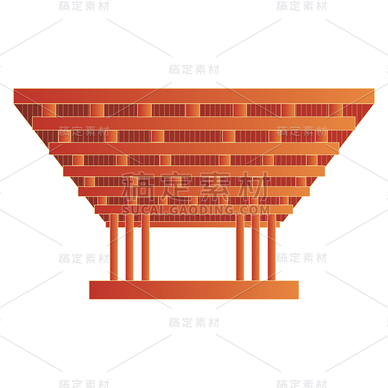 中国风-金边国潮建筑插画10