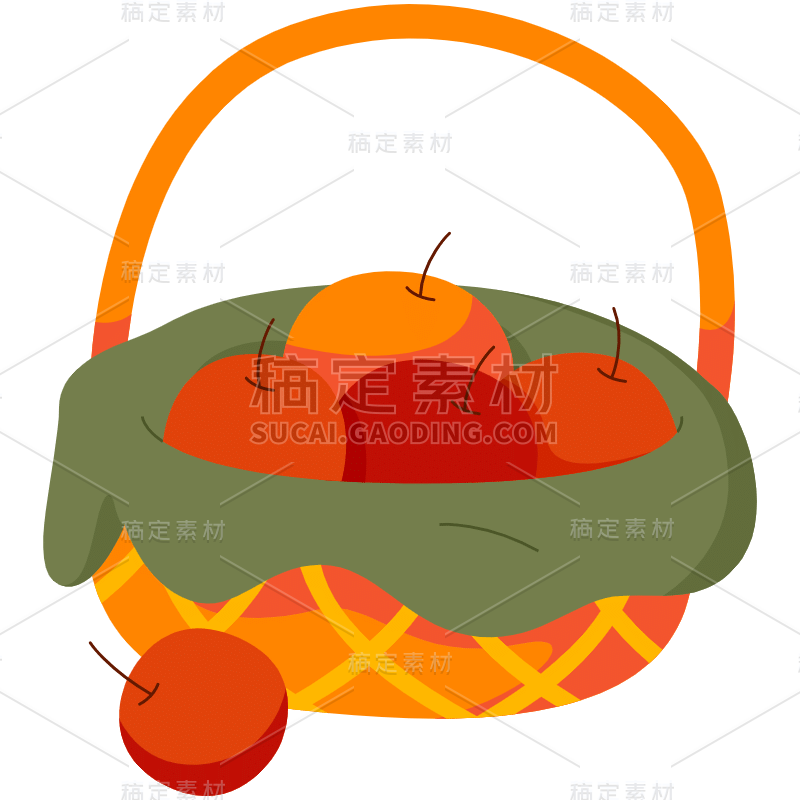 手绘-感恩节元素贴纸-苹果