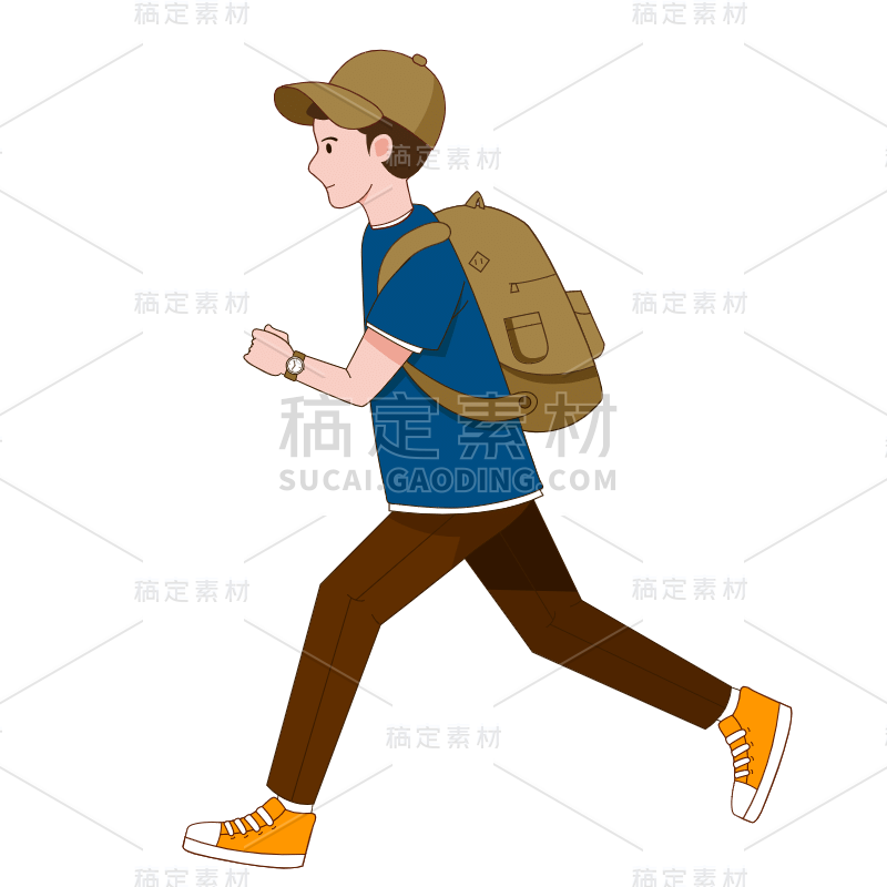 手绘-奔跑人物插画贴纸7