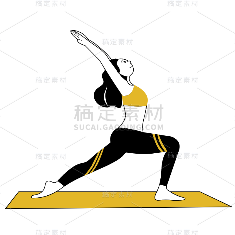 SVG-瑜伽人物描边元素贴纸