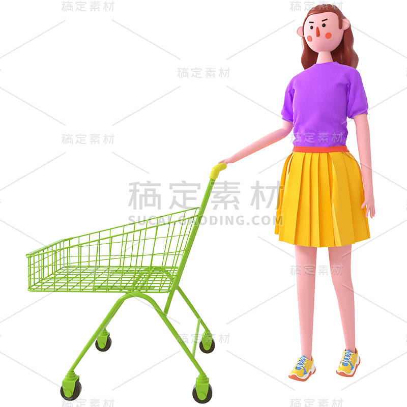 3D立体C4D推购物车人物5