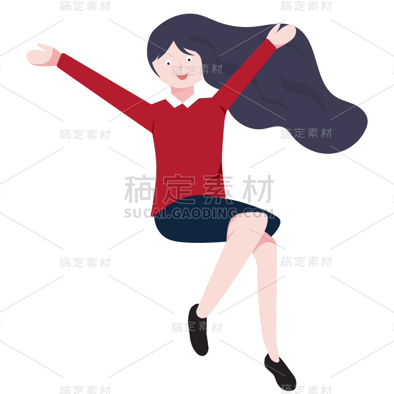 插画风-招聘元素组合贴纸坐姿女人-SVG_画板 1.png