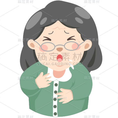 卡通-生病老人人物插画7