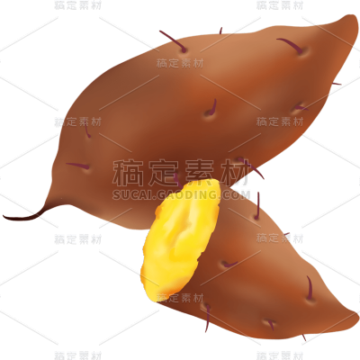 手绘-蔬菜美食元素贴纸-红薯
