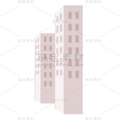 手绘开学季高楼建筑元素贴纸