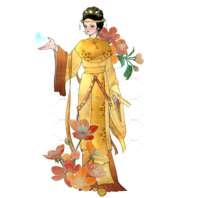 手绘中国风人物插画-女性