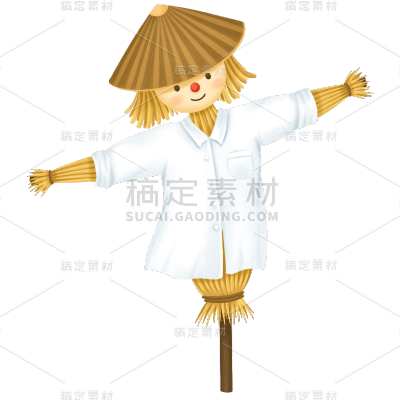 手绘-卡通风芒种元素稻草人贴纸5