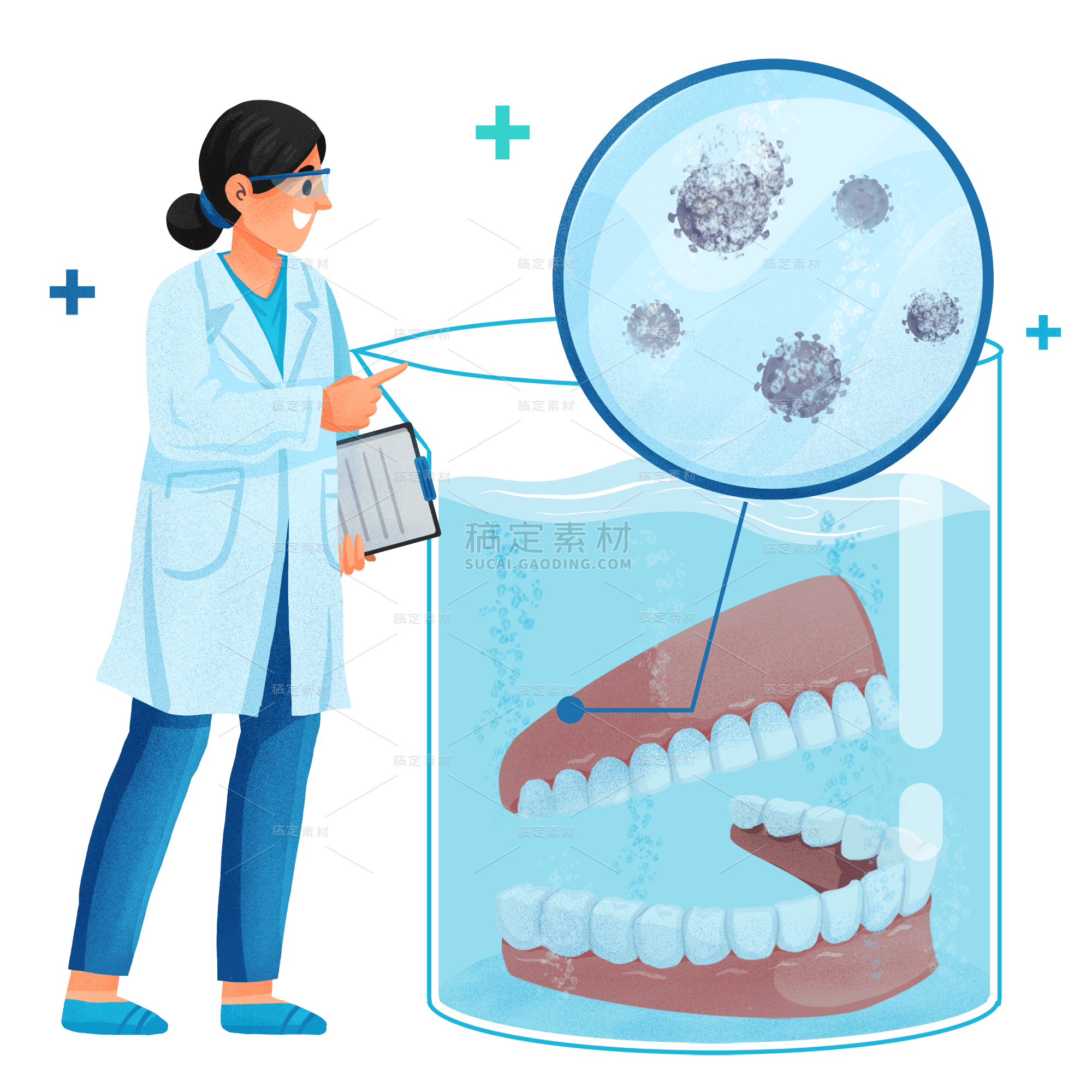 手绘-口腔健康医疗人物插画2