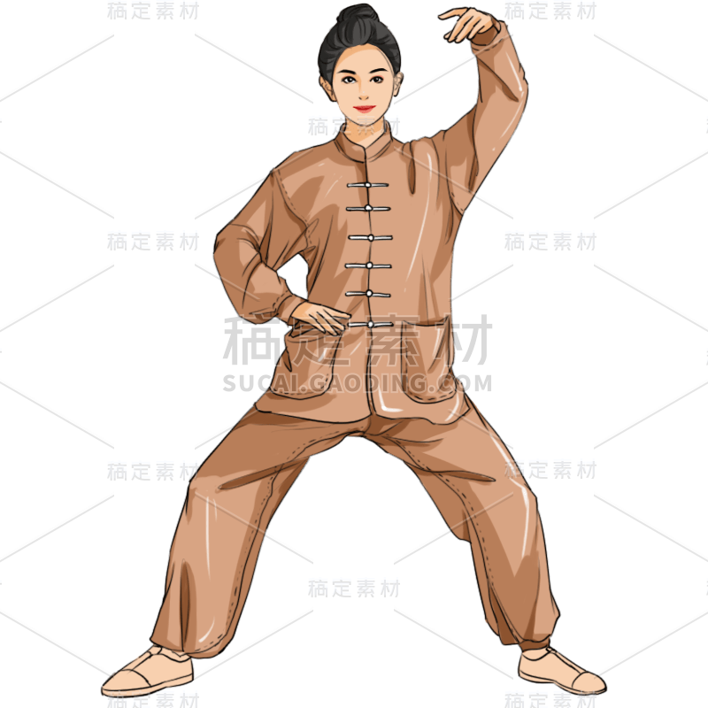 中国风-手绘武术练习人物插画1