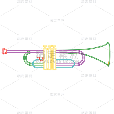手绘-霓虹灯乐器贴纸SVG-小号