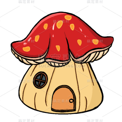 手绘-线条简笔画元素-蘑菇
