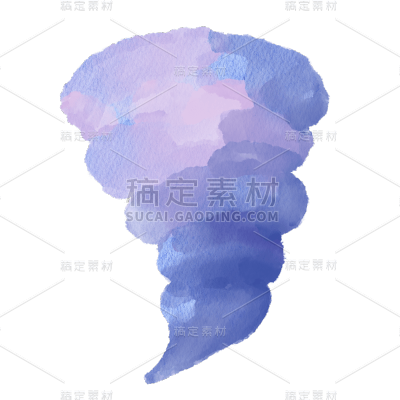 手绘-水彩天气元素贴纸-龙卷风