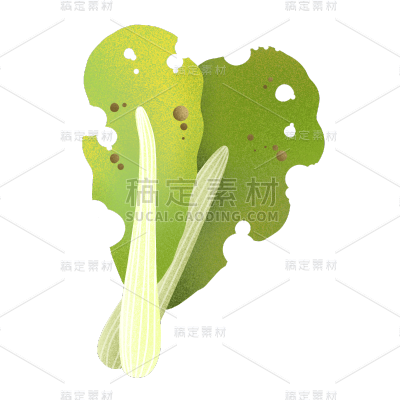 手绘-垃圾分类环保元素贴纸-菜叶