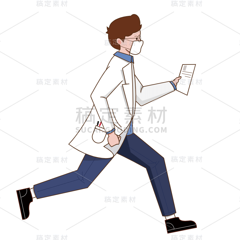 手绘-奔跑人物插画贴纸10