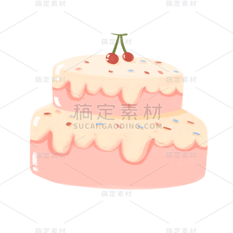 手绘-生日装饰元素3-生日蛋糕