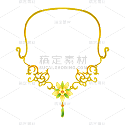 手绘-中国风装饰贴纸-项链