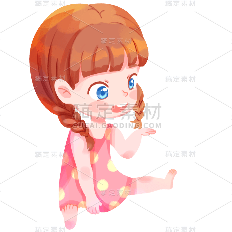 卡通清新手绘小女孩