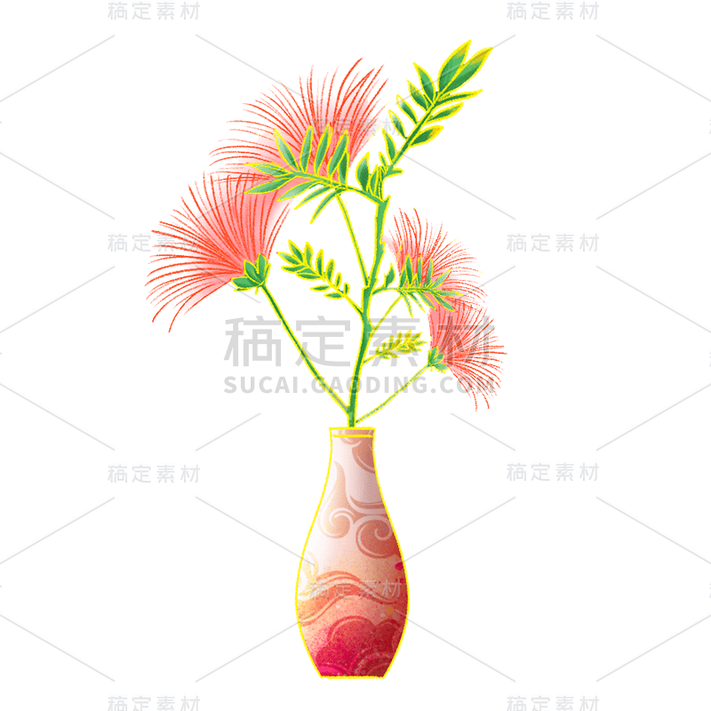 中国风植物花卉贴纸-合欢花