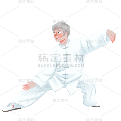 手绘-武术锻炼运动人物插画5