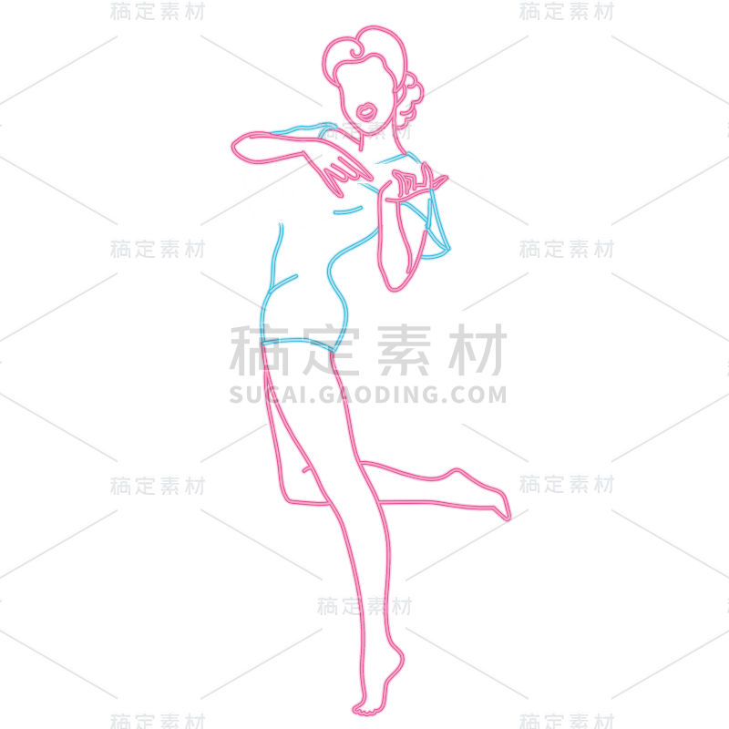 霓虹灯风人物贴纸-SVG9