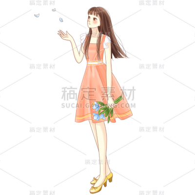 手绘-美发少女元素
