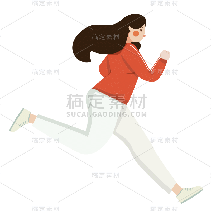 手绘-卡通跑步人物贴纸-SVG3