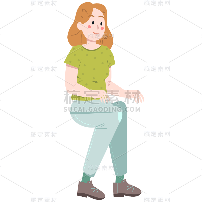 扁平-人物插画-SVG-女人2