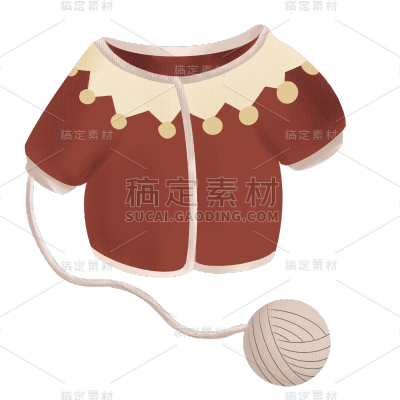 手绘-秋天季节元素贴纸-织毛衣