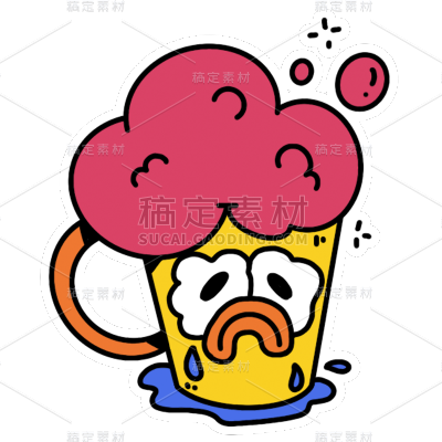 卡通饮料插画贴纸