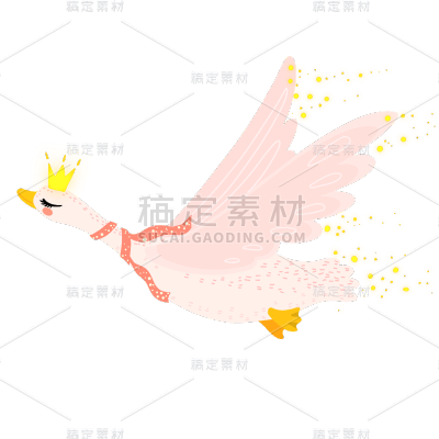 手绘-卡通风天鹅动物元素贴纸7