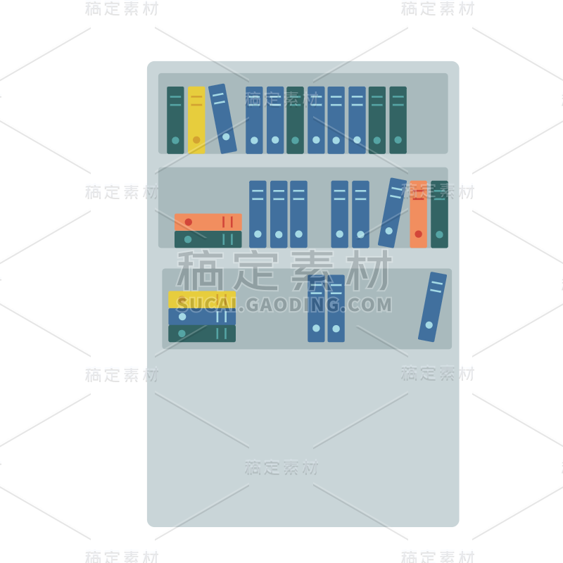 矢量风-扁平素材-书架