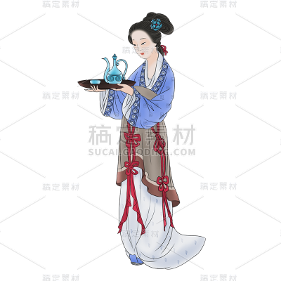 工笔画中国风女性人物插画贴纸5