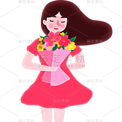 手绘-人物元素-女生
