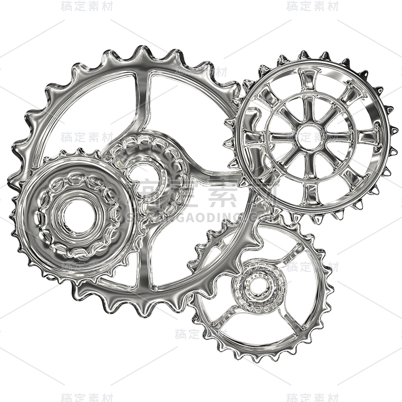 酷炫C4D金属质感齿轮立体赛博朋克贴纸