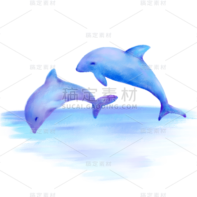 手绘海豚水族馆元素