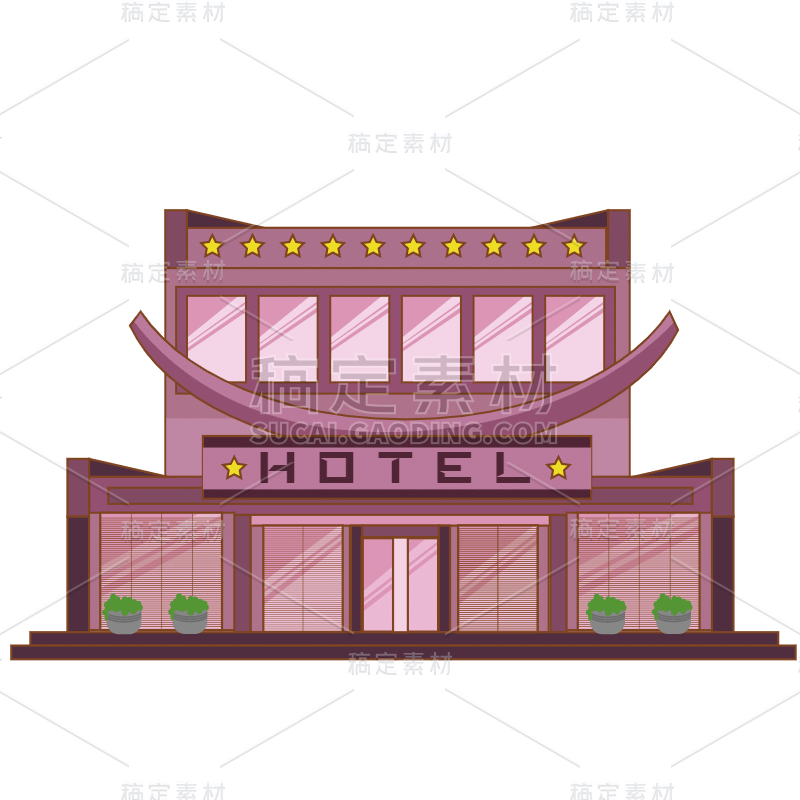 手绘-酒店建筑元素贴纸-SVG7