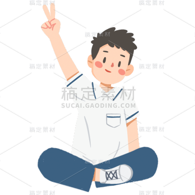手绘风-毕业典礼贴纸-男孩