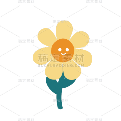 手绘-色块元素贴纸-花朵