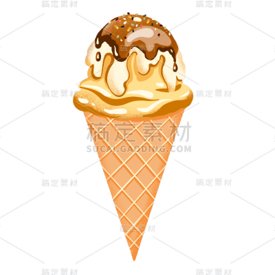 手绘-夏天季节元素贴纸svg-冰激凌