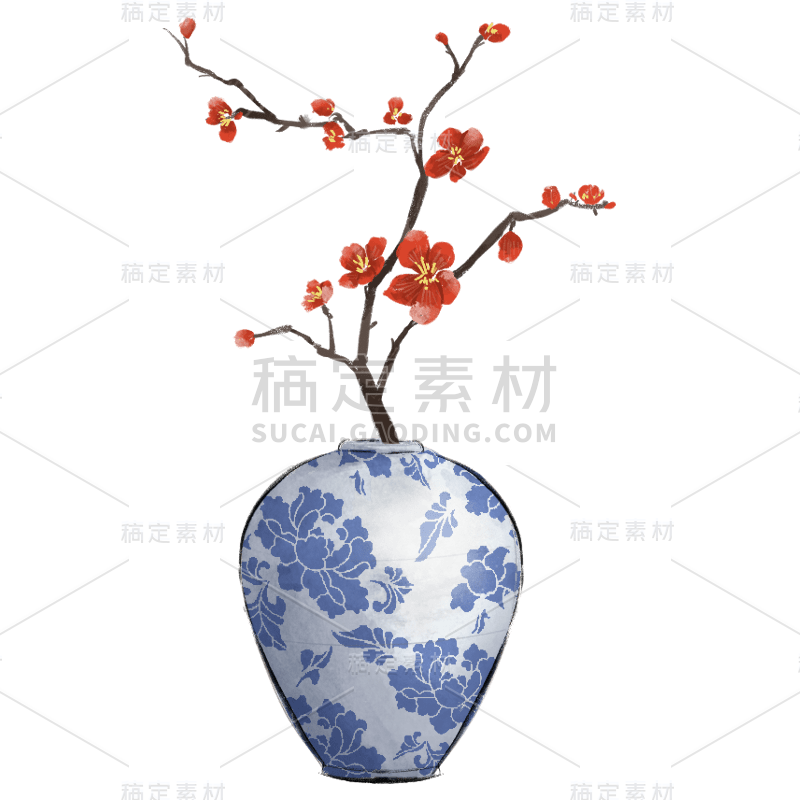 工笔画风-摆件元素-花瓶