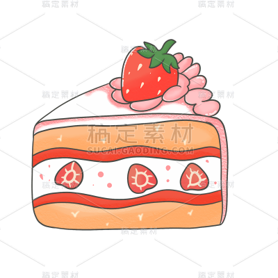 手绘-流行色描边美食元素贴纸3