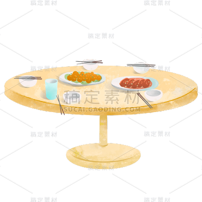 手绘肌理-家居生活贴纸-餐桌2